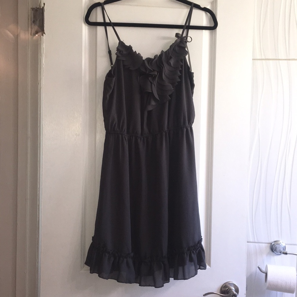 Charcoal ruffle dress